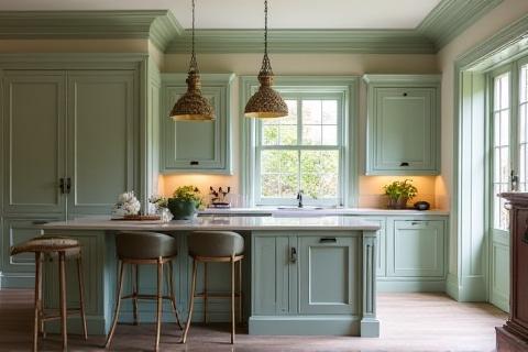 Bespoke kitchen in a Sandymount Georgian renovation, featuring classic lines and modern amenities.